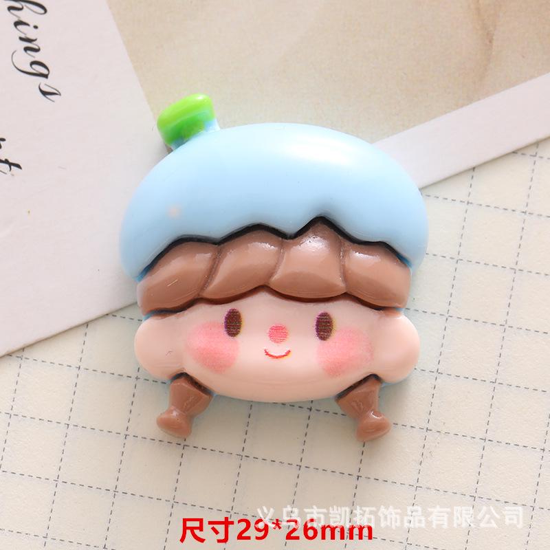 Glossy Cartoon Fruit Girl Resin Accessories for DIY Phone Case, Hair Clip, Magnet Decorations.