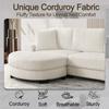 Divano ad Angolo a L - 4 Posti, 256,5 x 133,5 x 89 cm, Velluto a Coste Classico, Design Modulare con Pouf Ovale, 2 Cuscini Inclusi, Beige