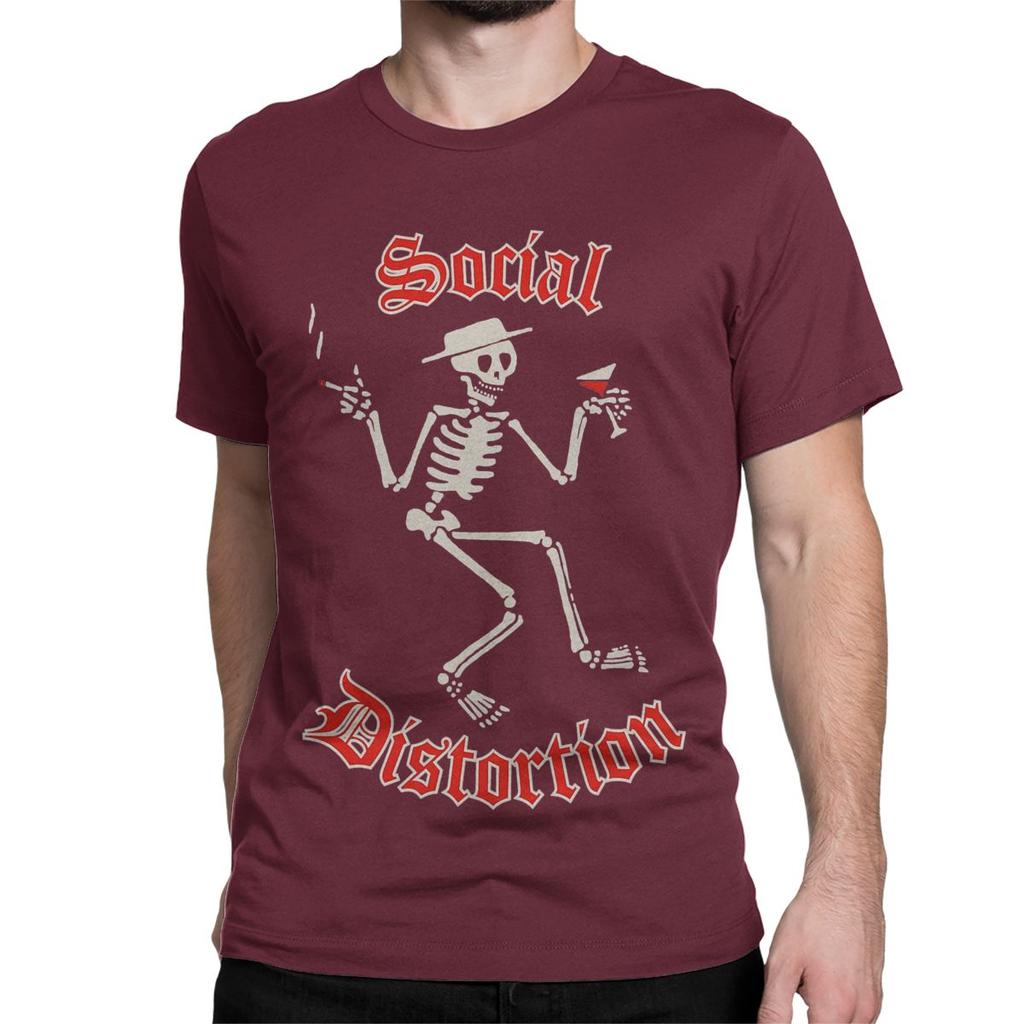 Herren Damen T-Shirt Punk Rock Band 90er Verrücktes Baumwoll T-Shirt Kurzarm Social Distortion T-Shirt Rundhals Kleidung Sommer