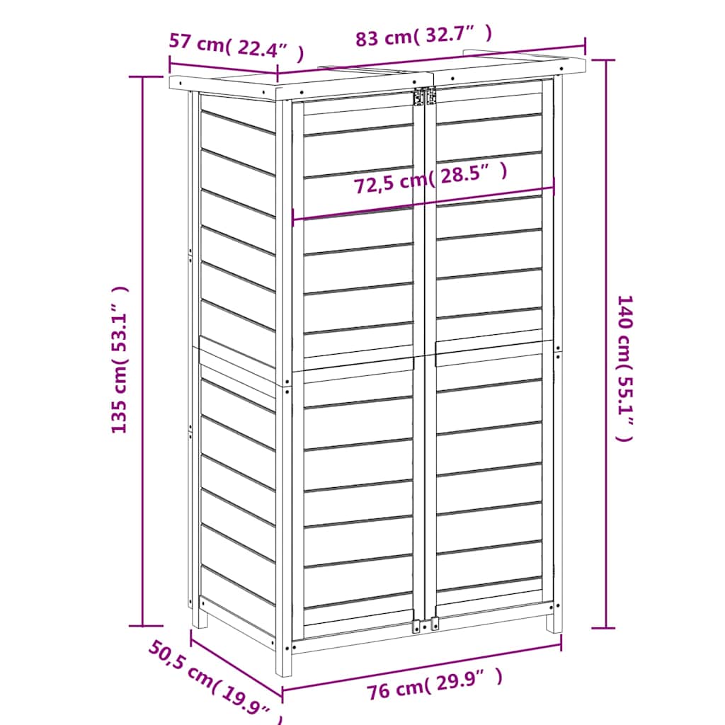 Garden Shed Gray 83 X 57 X 140 Cm Solid Pine Wood