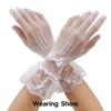 Modische sexy Handschuhe mit Spitzenbesatz für Damen Leichte atmungsaktive UV-schützende Armstulpen für Bräute Hochzeitskleid-Accessoires