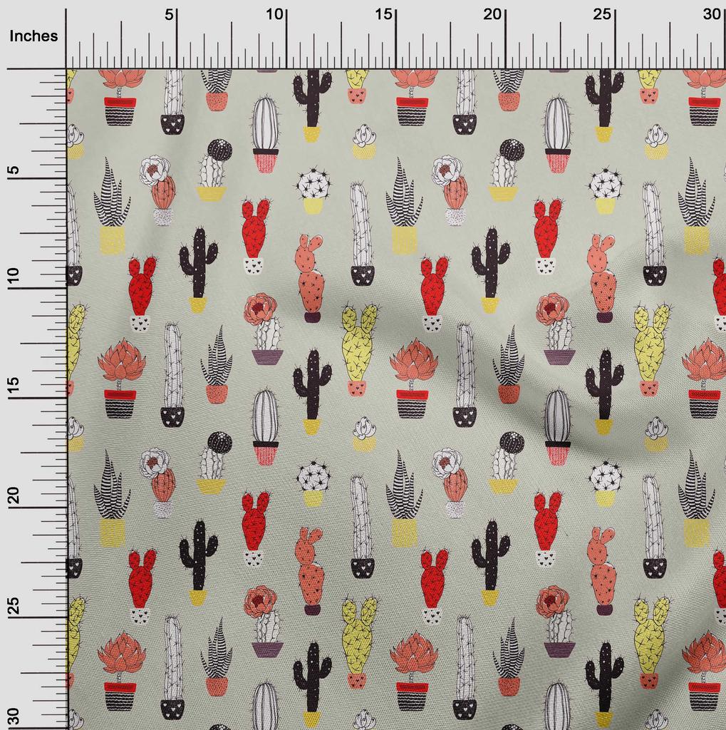 oneOone Cotton Flex Dusty Gray Fabric Cactus Sewing Fabric By The Yard Printed Diy Clothing Sewing Supplies 40 Inch