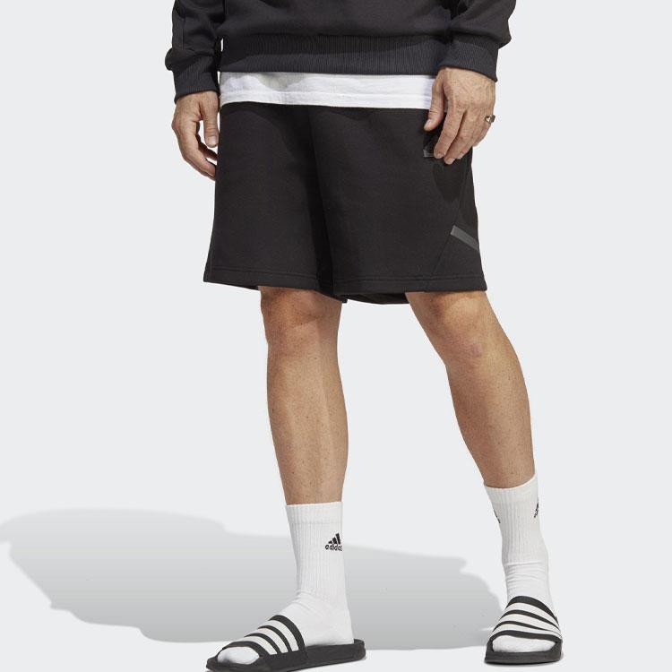 Adidas SS23 Logo Print Comfortable Breathable Straight Leg Sports Shorts Men Shorts Black IC3722