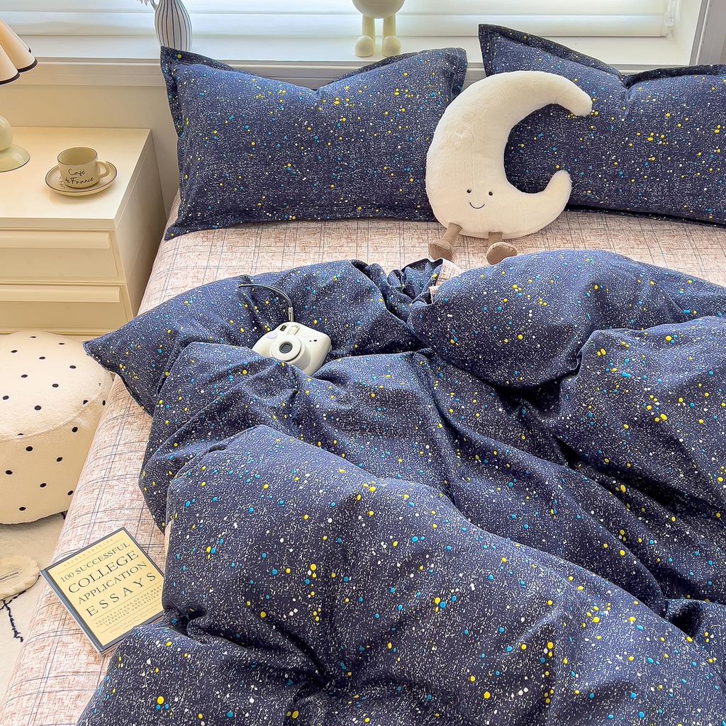 Thickened twill abraded four-piece set cartoon cute printed student dormitory bed sheet quilt set three-piece set