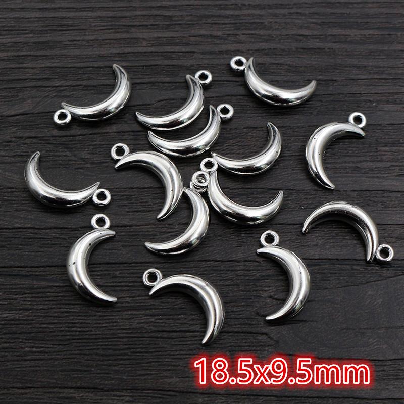 40pcs Antique Silver Plated Moon Heart Small Charms Pendant DIY Handmade Jewelry Findings for Bracelet Necklace Accessories
