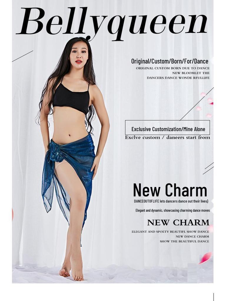 Eye-Catching Textured Belly Dance Shawl with Waist Chain - Flowy Hip Scarf, Hot Selling