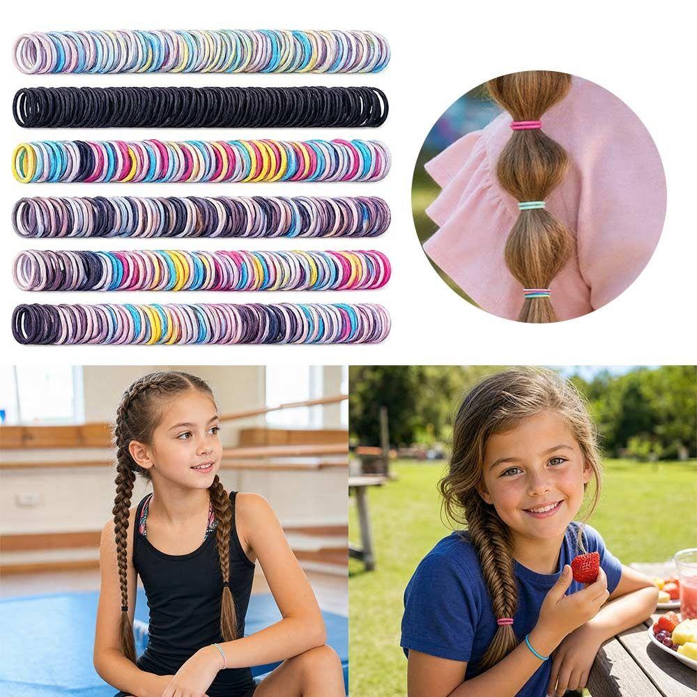 500pcs Polyester Hair Bands Candy Color Rubber Hair Bands Cute Elastic Hair Bands Girls Kids