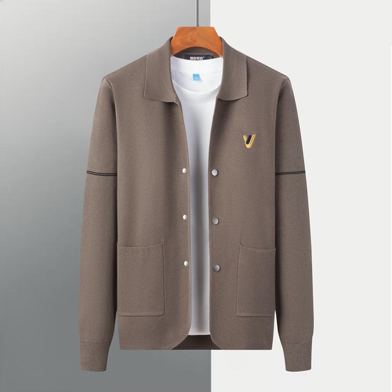 

Мужская одежда Мужская куртка Модная с длинным рукавом Универсальная тонкая куртка-свитер M коричневый