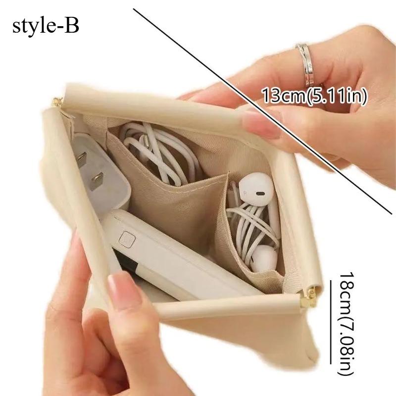 Bullet Storage Bag with Automatic Closure, Wired Headphone Storage Bag, PU Coin Purse, Mini Portable Lipstick and Makeup Bag