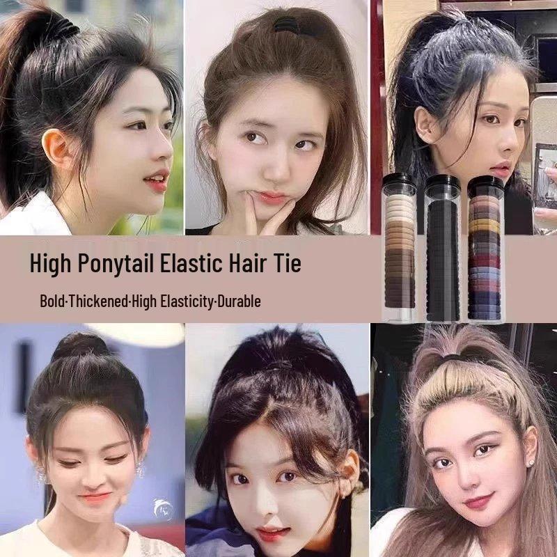 20-Pack Black Seamless Elastic Hair Ties for Women - Durable, Hair-Friendly Rubber Bands