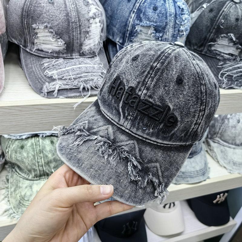 Washed and Broken Tie-dyed Denim Baseball Cap Men's Old Fashion Young Couple Versatile Face Small Casual Cap
