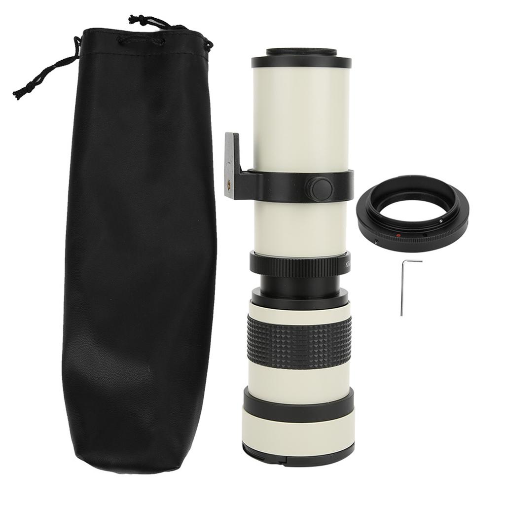 White 420800mm Aperture F 8.316 Full Manual Focusing Telescope Zoom Telephoto Lens for EF‑S Mount Camera