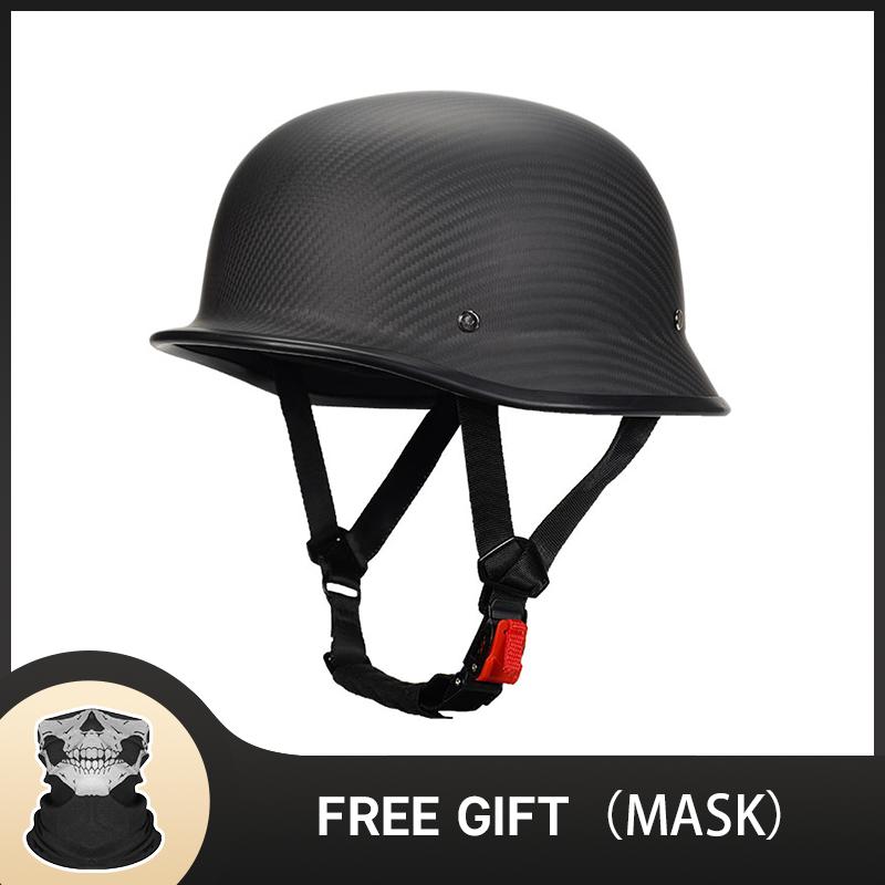 

DOT Ярко-черный Немецкий стиль Полушлем из углеволокна Мотоциклетный шлем с открытым лицом Винтажный Уличный мотоцикл Туринговый Круизер Скутер XXXL