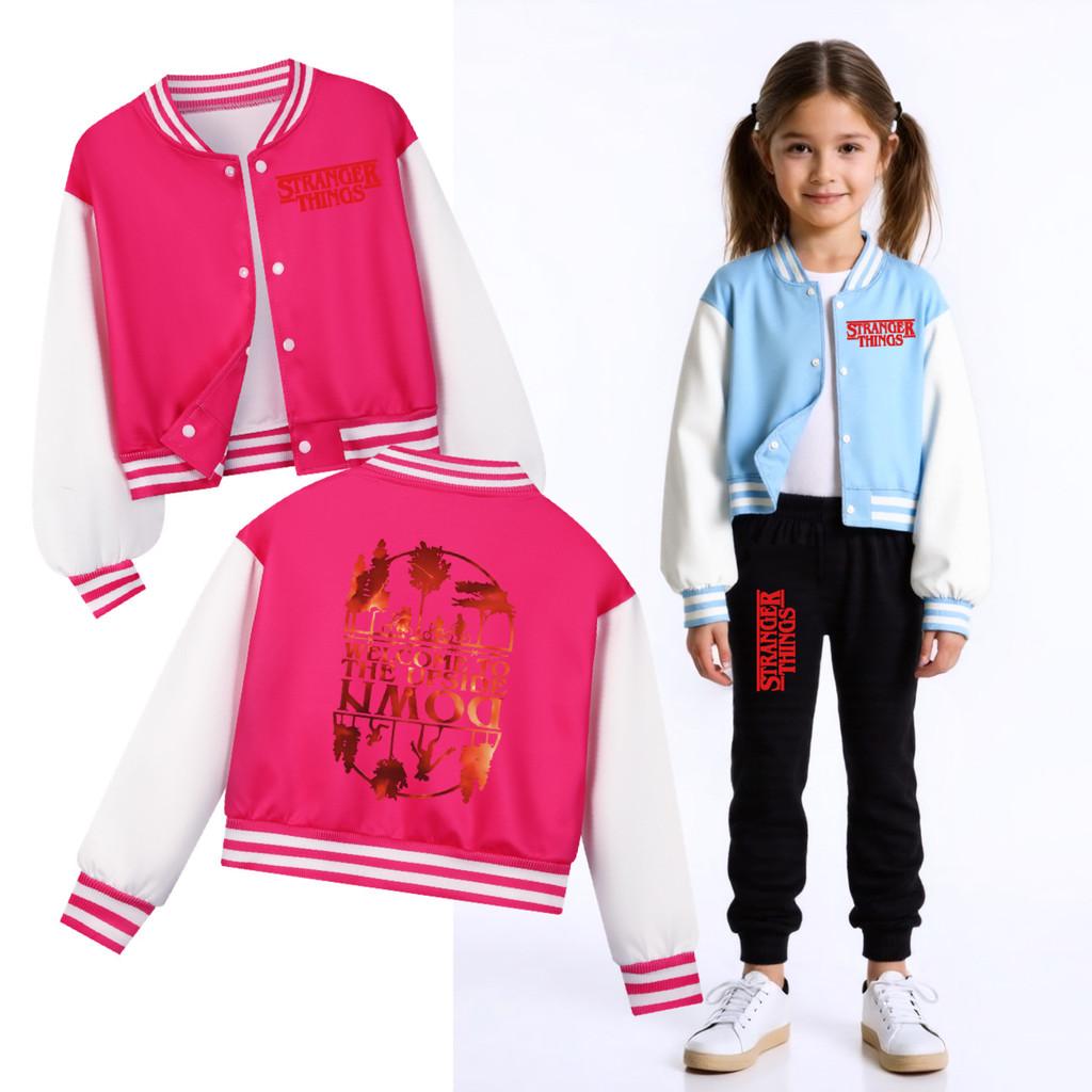 5278 Kinder Stranger Things Bedruckte Lässige Oberbekleidung Langärmelige Baseballjacke Mantel