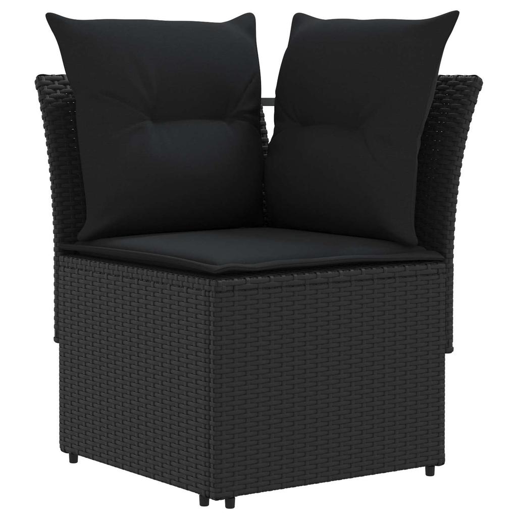Furniture Set with Cushions 4 pcs Black PE Rattan