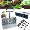 Soil Block Machine Stainless Steel Handheld Block Maker 4 Cell Manual Soil Blocking Tool with Comfortable Handle for Greenhouses