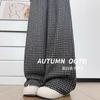 Black and White Plaid Wide-leg Pants Women's New Autumn High Waist Drape Loose Lazy Wind Straight Casual Pants
