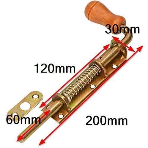 Verrou À Ressort - KOTARBAU - 200 Mm - Acier Galvanisé - Résistant Aux Intempéries - Poignée En Bois