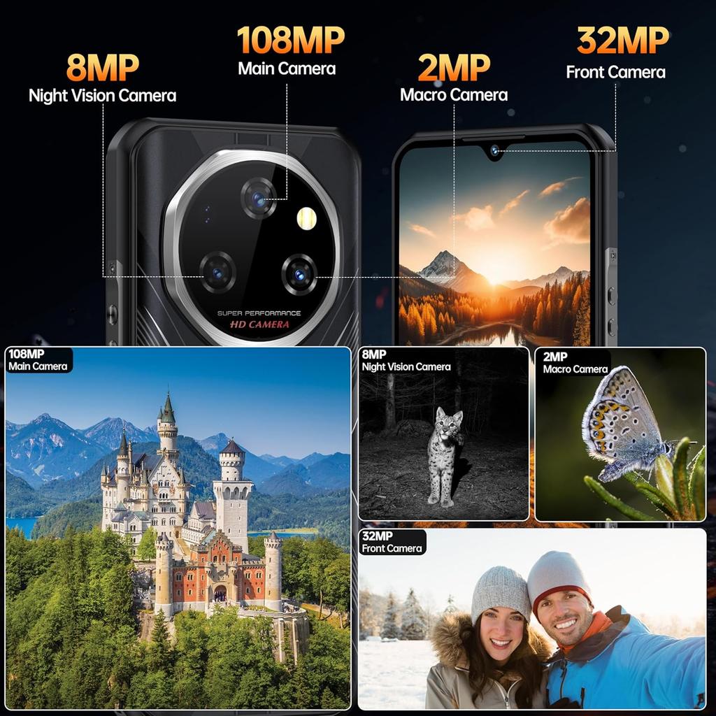 OUKITEL WP55 Pro 5G Cellphone 48GB+512GB/2TB 11000mAh 6.6" Display 108MP Android 15