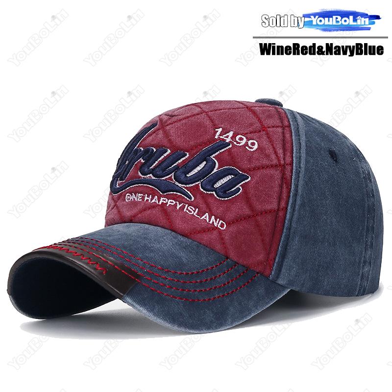 Aruba Brief Bestickte Baumwolle Verstellbare Zweifarbige Baseballkappe Sonnenhut Trucker-Kappen Papa-Hüte brown