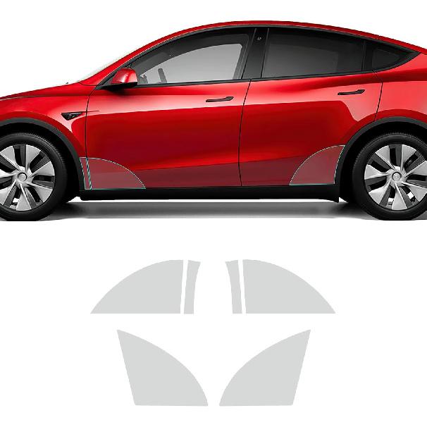 (6Pcs - 1 Set Front and Rear Door Angles Precut PPF for Tesla Model Y 2020-2025 (Not for Juniper) Gloss Clear 8.5mil TPU Car Paint Protective Film