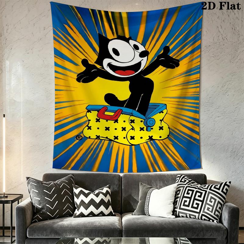 felix the cat Wall Tapestry Aesthetic Wall Hanging Printed Fabric Blanket Decorative Tapestries for Bedroom Living Room Home Decor