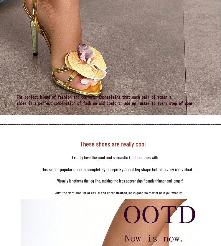 Women's 3D Floral Ankle Strap Stiletto Sandals - Fashion Party High Heels