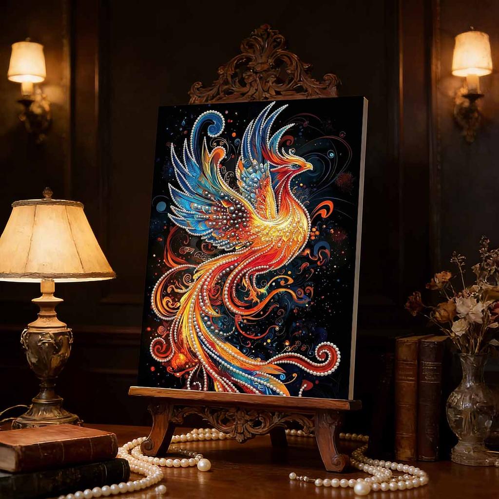 DIY Pearl Painting Set Phoenix Pattern Home Decoration Handmade Sticky Diamond Creative Canvas Pearl Art Painting Crafts Perfect Gift