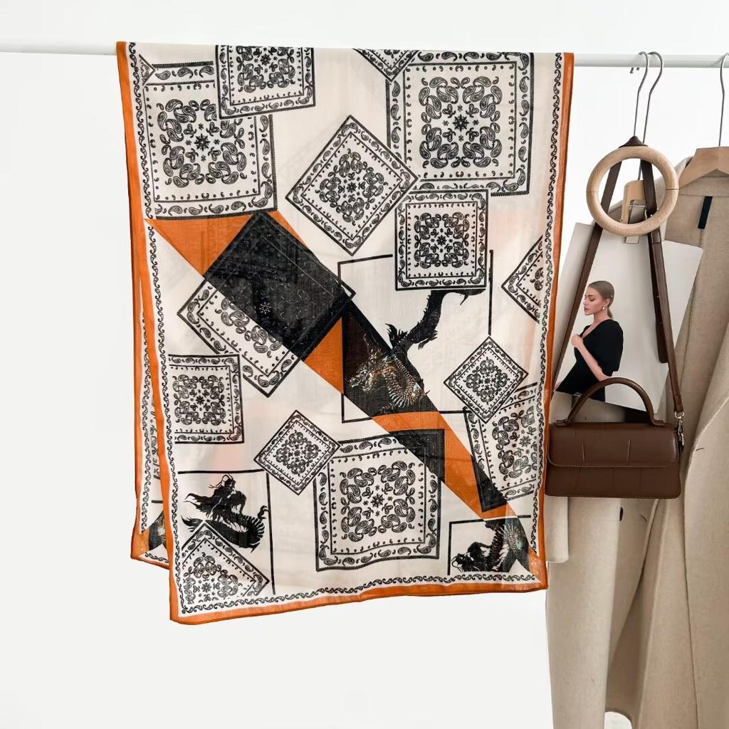 70X180Cm Retro Cashew Print Scarf Women'S Autumn And Winter Polyester Fiber Scarf Warm Sun Protection Neck Shawl