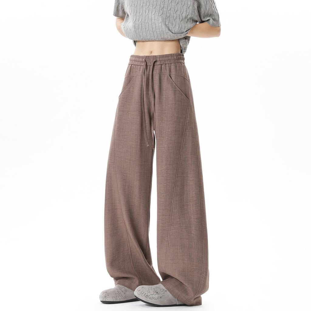 Summer new imitation hemp casual pants Japanese retro old money style deconstruction design scimitar pants breathable pants