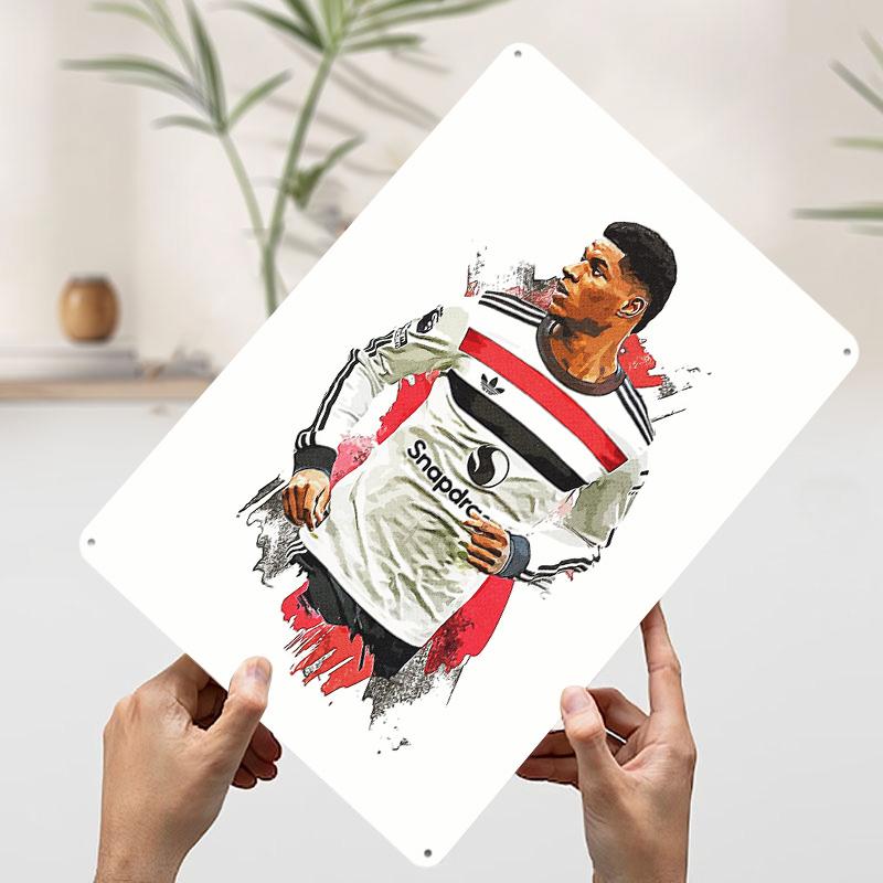 Marcus RashSports Car Football Art Metal Poster Customized Wall Art Retro Vintage Tinplate Signs for Man Cave Gaming Decoration