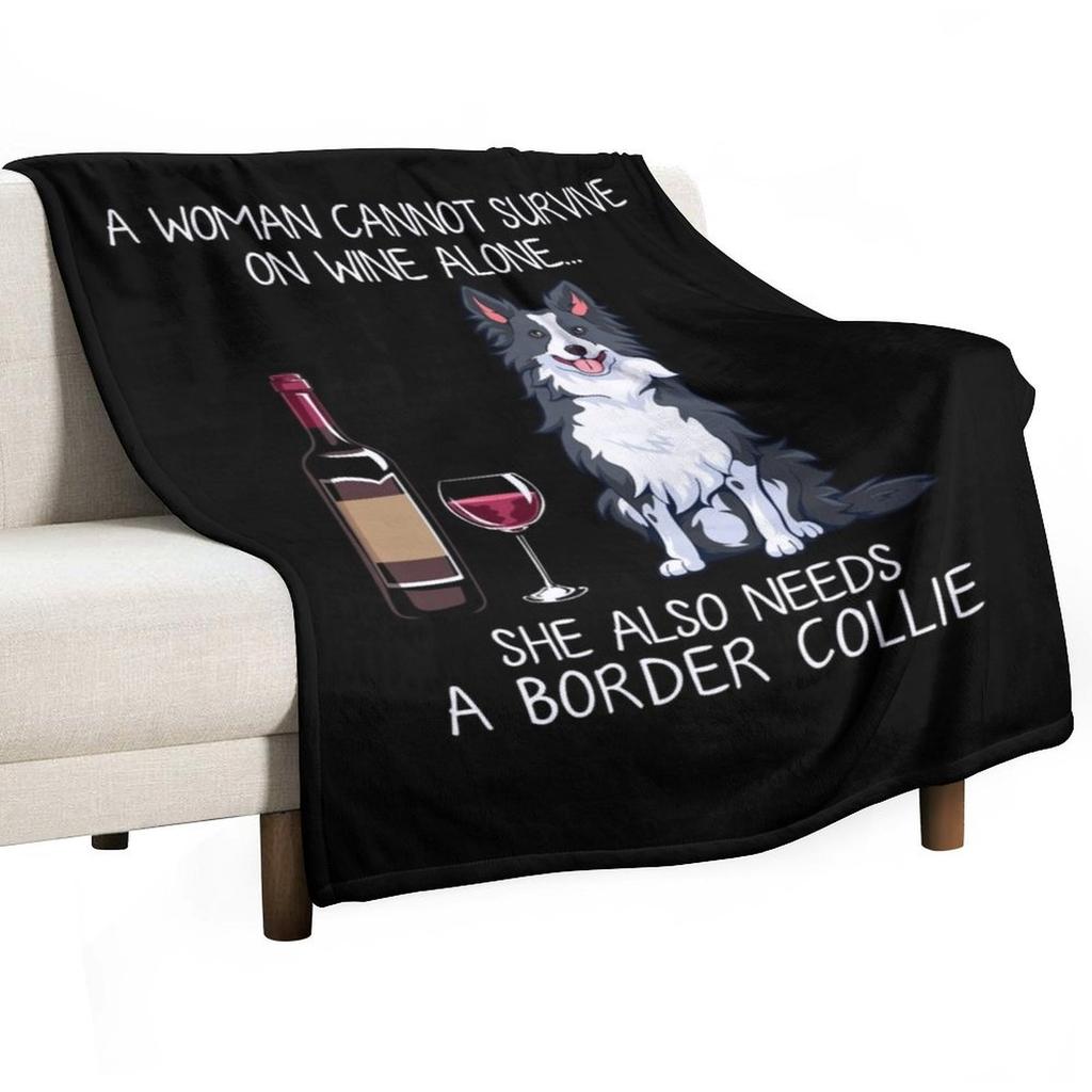 Border Collie und Wein Lustiger Hund Wurfdecke Decken unds für Sofa Sofa Dekorative Sofas Decken