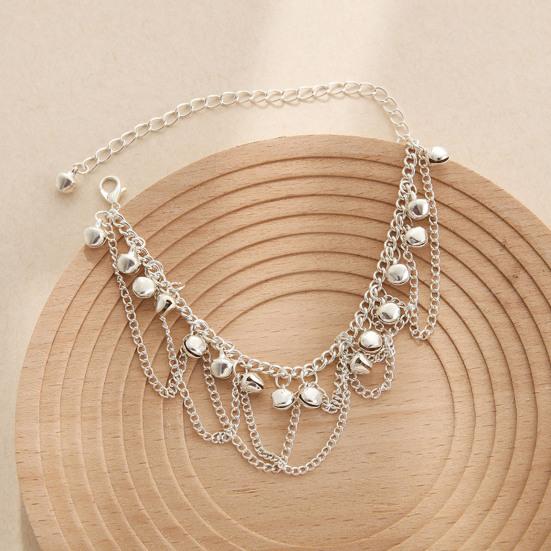 Women Anklet Bell Decor Adjustable Design Double-Layer Ankle Chain Sophisticated Ankle Accessory Jewelry Gift