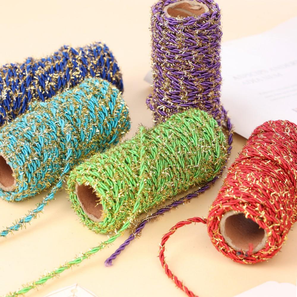 2.5mmx15m Glitter Metallic Braided Cord - 2-Ply Sparkle Rope for Gift Wrapping, Jewelry Making, Clothing Accessories & Craft DIY