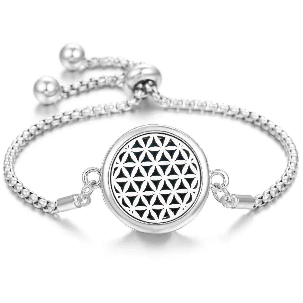 New Aromatherapy Diffuser Bracelet Essential Oil Diffuser Bracelet Alloy Stainless Steel Perfume Aroma Locket Bracelet for Women