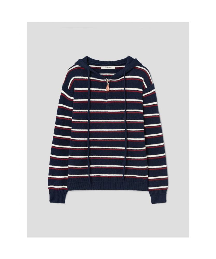 8SECONDS Striped Half-Zip Navy