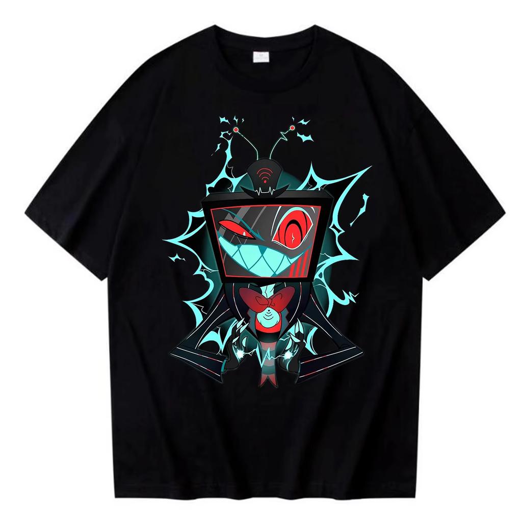 T-shirt en Coton Pur Hazbin Hotel, Style Vintage pour Homme, Succès 2026, T-shirt d'Été Court à Manches Courtes Lâche Unisexe Harajuku