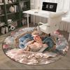 Floral Fantasy: Child's Garden Round Carpet Chair Cushion Round Entryway Rug, Soft Round Rugs for Living Room, Bedroom, Circle Carpet Decor Gifts