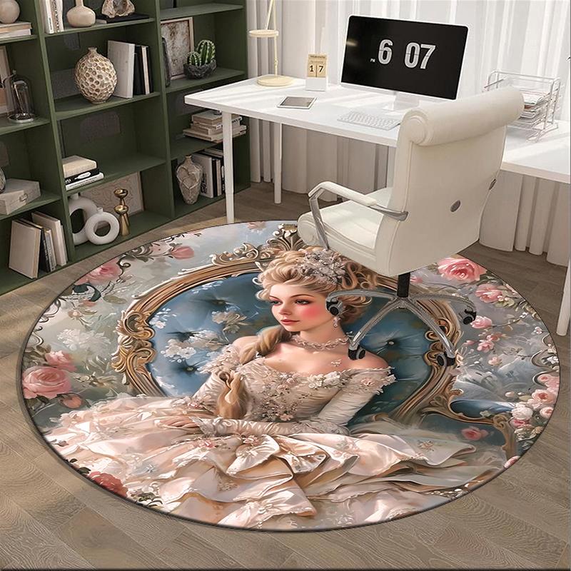 Floral Fantasy: Child's Garden Round Carpet Chair Cushion Round Entryway Rug, Soft Round Rugs for Living Room, Bedroom, Circle Carpet Decor Gifts