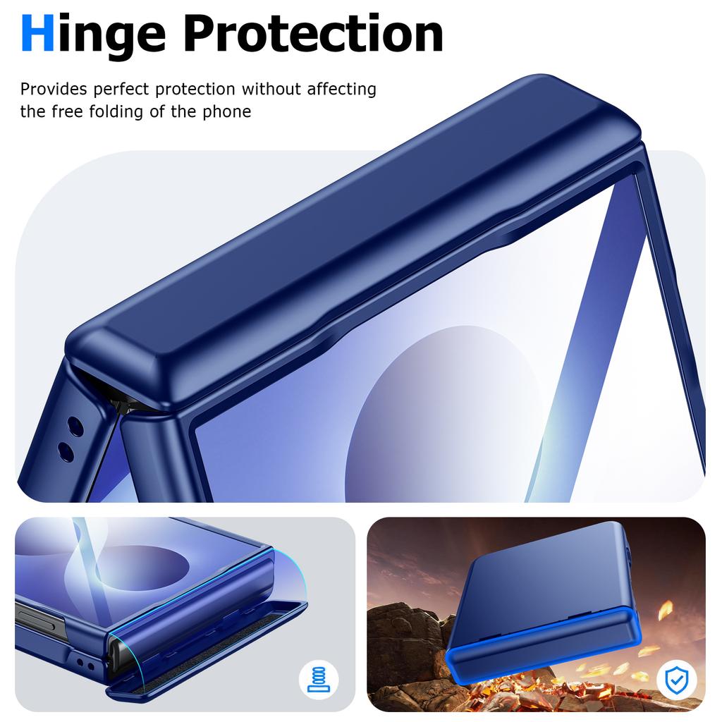 Samsung Galaxy Z Flip 8 Case with Hinge Protection Wireless Charging Compatible Protective Cover-Blue