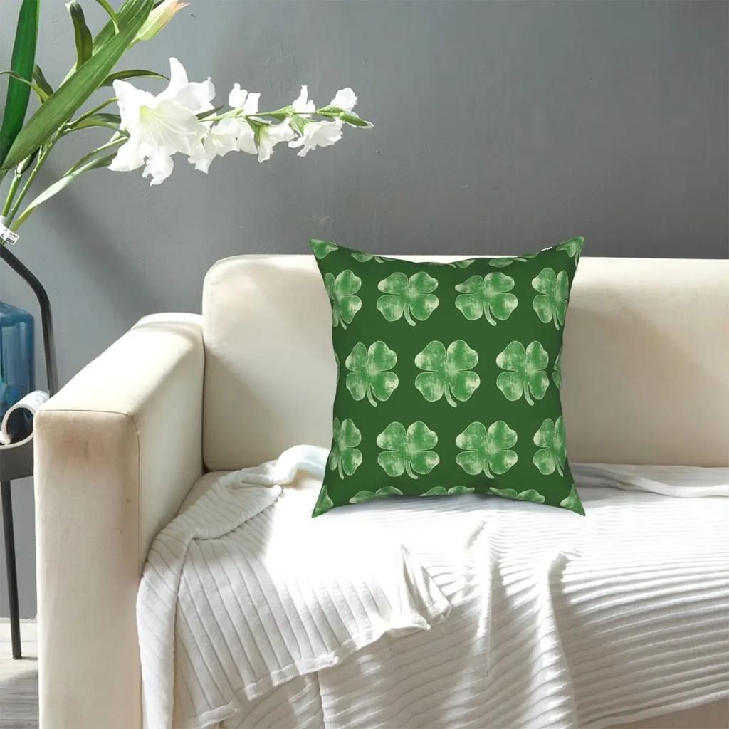 Vintage Shamrock For St. Patrick's Day Party Square Pillow Case Throw Pillow Irish Saint Paddys Leprechaun Clover Cushion Covers