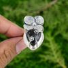 Серебро 925 пробы Черный рутиловый кварц Камень Обещание Новое Кольцо-цветок Ювелирное изделие