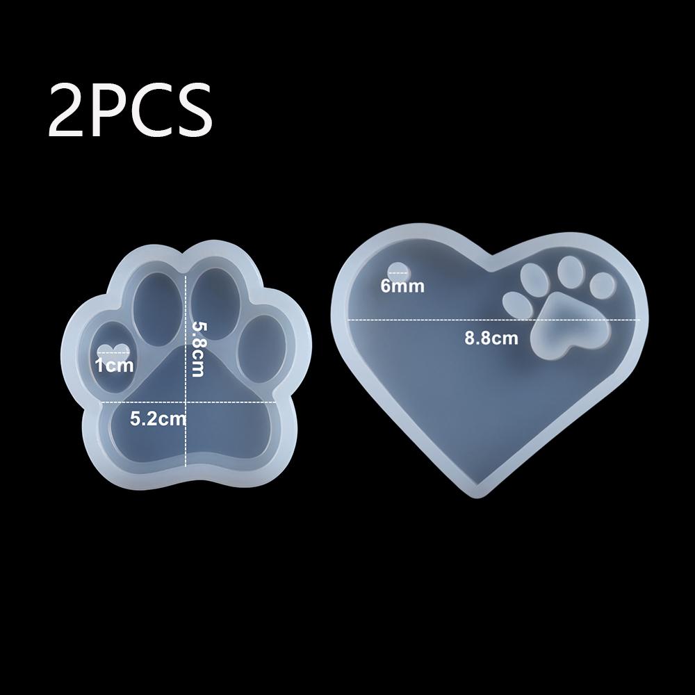 Cat Bear Paw Dog Bone Tag Pendants Silicone Mold Heart MP3 Keychain Epoxy Resin Molds For DIY Jewelry Handmade Craft Making Tool