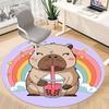 1 STuks Capybara Kantoor Ronde Vloerkleed, Mat Geschikt Voor Kantoor, Onder Kantoorbureaus Slaapkamer Woonkamer Huisdecoratie, Kamer Decoratie