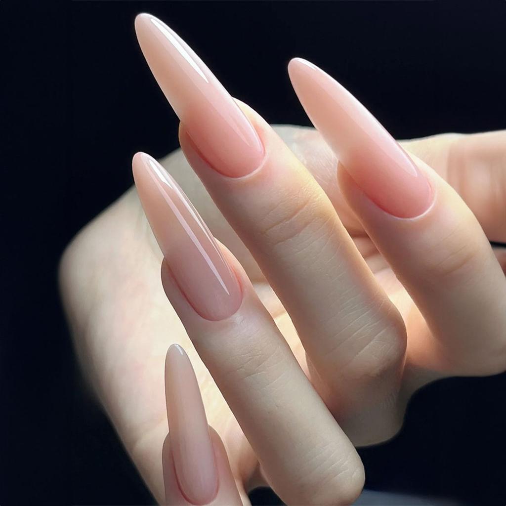 24 Stück Lange Stiletto Press-On Nägel Gradient Pink Weiß Falsche Nägel Spitzen DIY Maniküre Falsche Nägel Für Mädchen