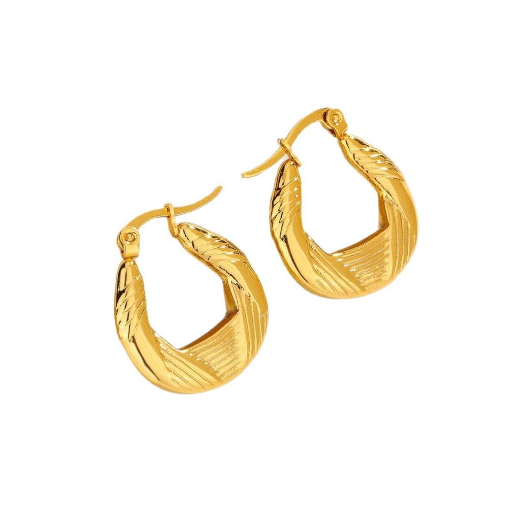 Stainless Steel Earrings French Premium Sense Design Sense Plated 11K Gold Geometric Earrings Jewelry, Titanium Steel Earrings