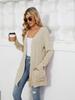 Autumn and Winter New Pit Stripes Long-sleeved Pockets Casual Solid Color Cardigan Jacket Long Cardigan Women Tops Kawaii Sweater