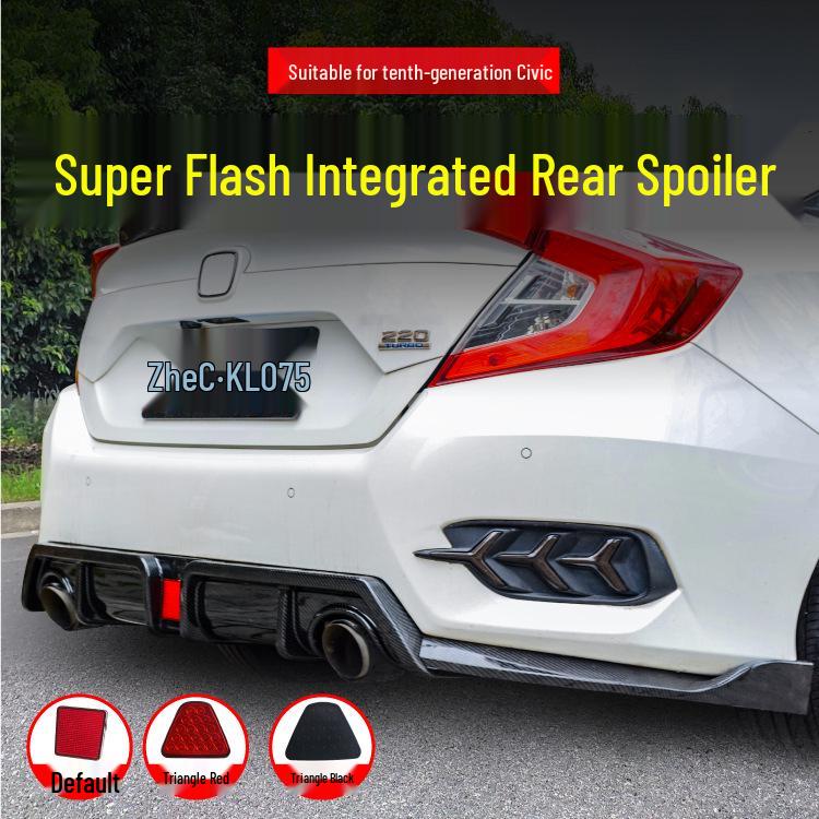 10th Gen Civic Modified Rear Diffuser Kit with Flashing Spoiler Light & Exhaust Tip