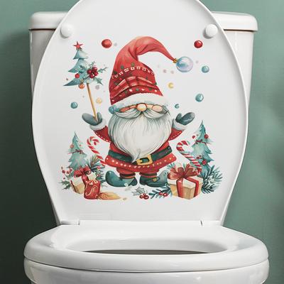 Fun-m199 Niedlicher Weihnachtsmann Weihnachtsmannmütze Geschenk Toilettenaufkleber Badezimmer Toilette Heimdekorationsaufkleber