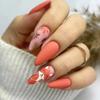 Manicure Lange Amandel Kunstnagels Vintage Bruin Esdoorn Eekhoorns Press on Nails Afneembaar Gouden Lijnen Nepnagels Vrouwen